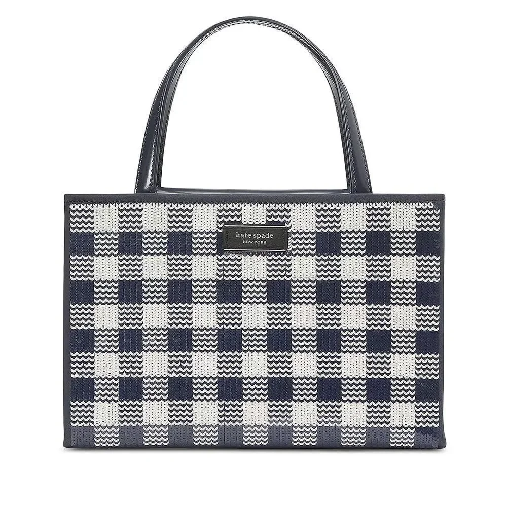 kate spade new york Sam Icon Small Gingham Sequin Embellished Tote